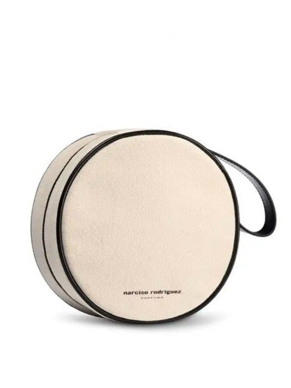New! Narciso Rodriguez Canvas Round Wristlet Makeup Pouch Cosmetic Case
